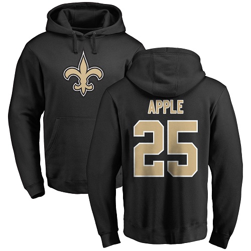 Men New Orleans Saints Black Eli Apple Name and Number Logo NFL Football #25 Pullover Hoodie Sweatshirts